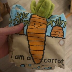 Jellycat Orange and Green Carrot Soft Cloth Baby Book